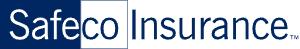 A blue and white logo for safeco insurance