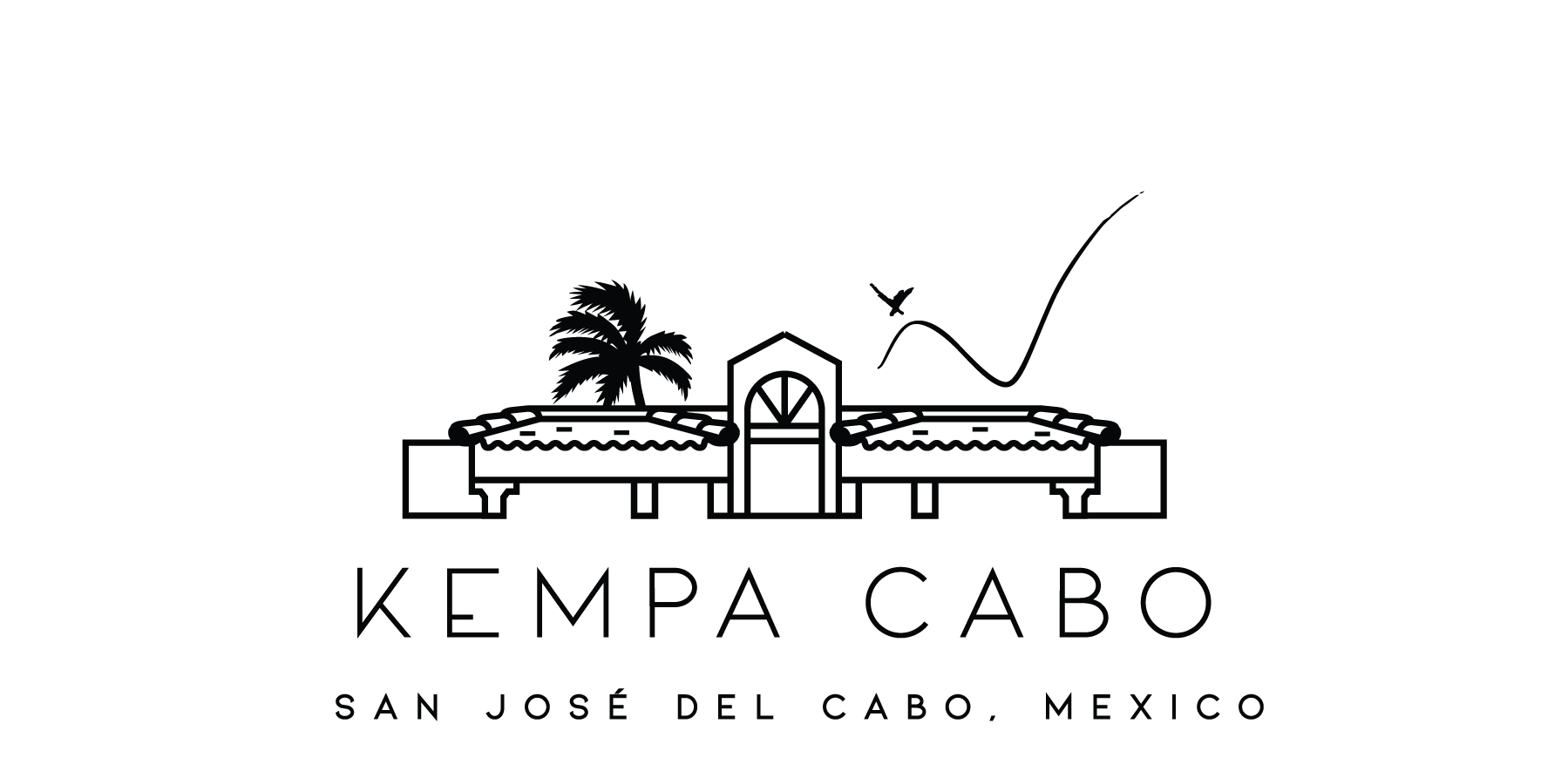 a black and white logo for a Kempa Cabo in San Jose Del Cabo, Mexico