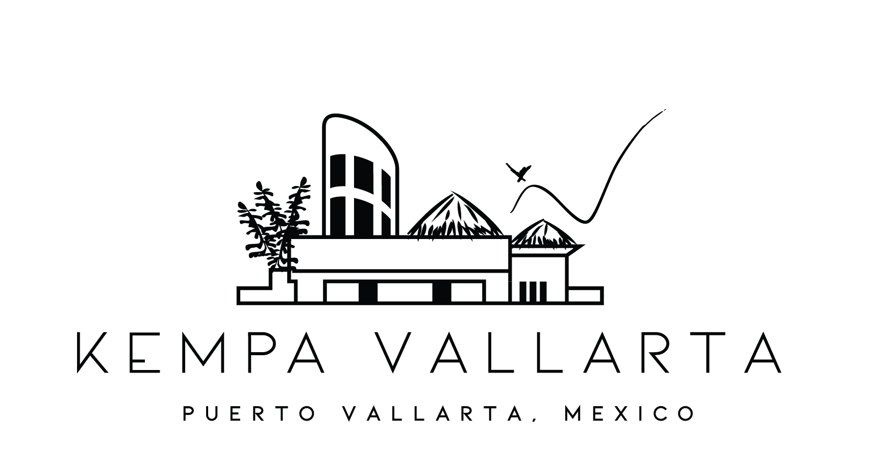 a black and white logo for a Kempa Vallarta in Puerto Vallarta, Mexico