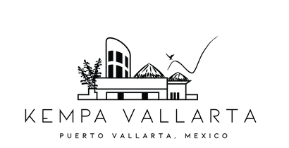 a black and white logo for a Kempa Vallarta in Puerto Vallarta, Mexico