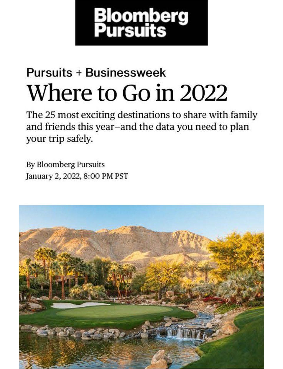 the bloomberg pursuits business week where to go in 2022