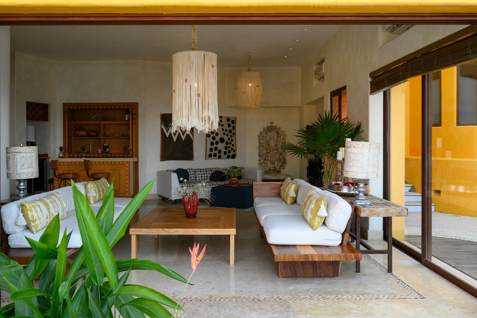 a living room with a couch and a coffee table