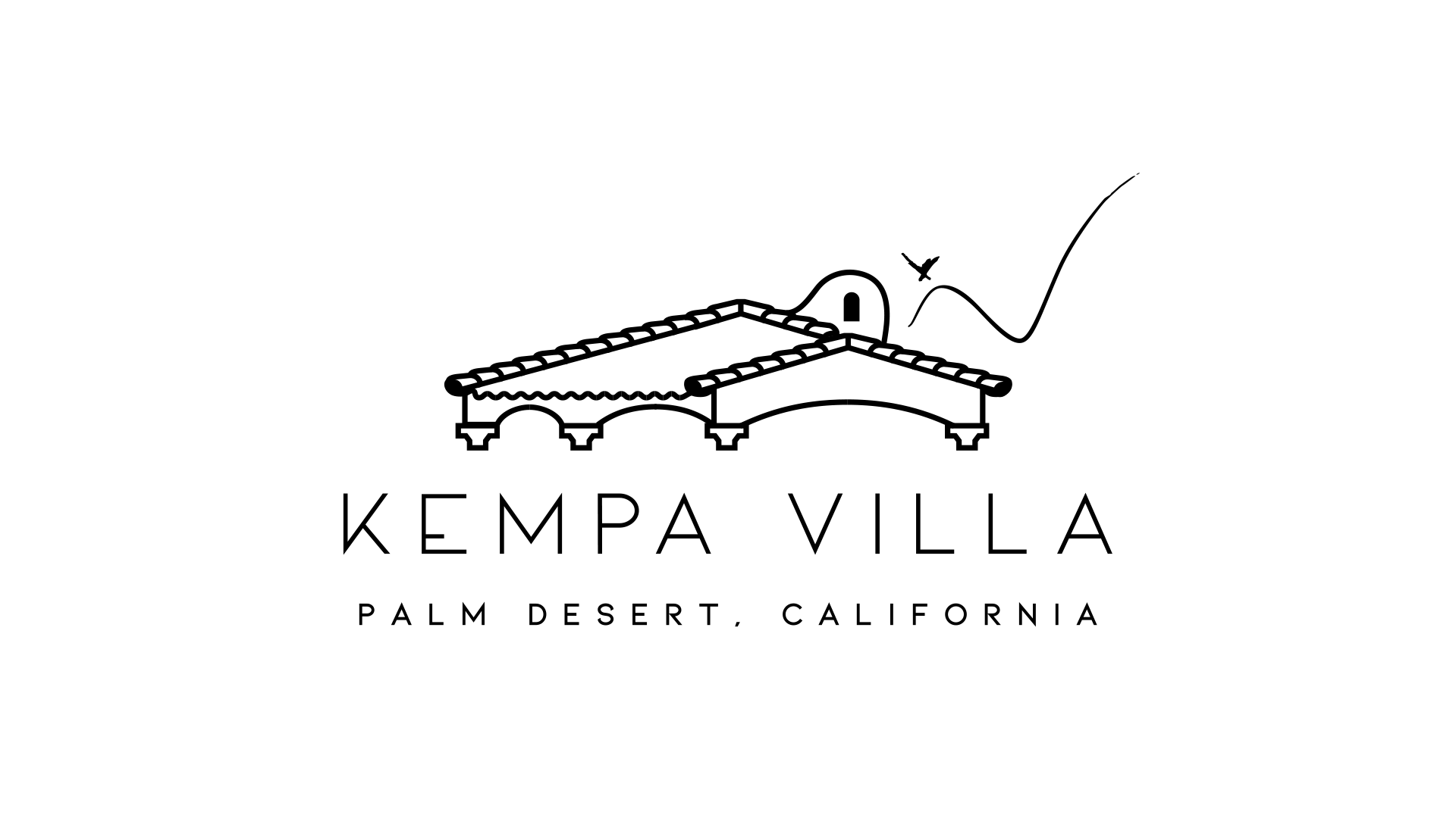a black and white logo for Kempa Villa in Palm Desert California