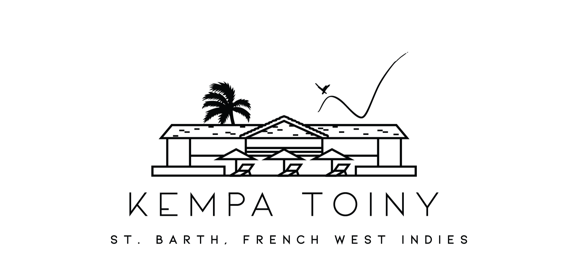 a black and white logo for a Kempa Toiny in St. Barth, FWI