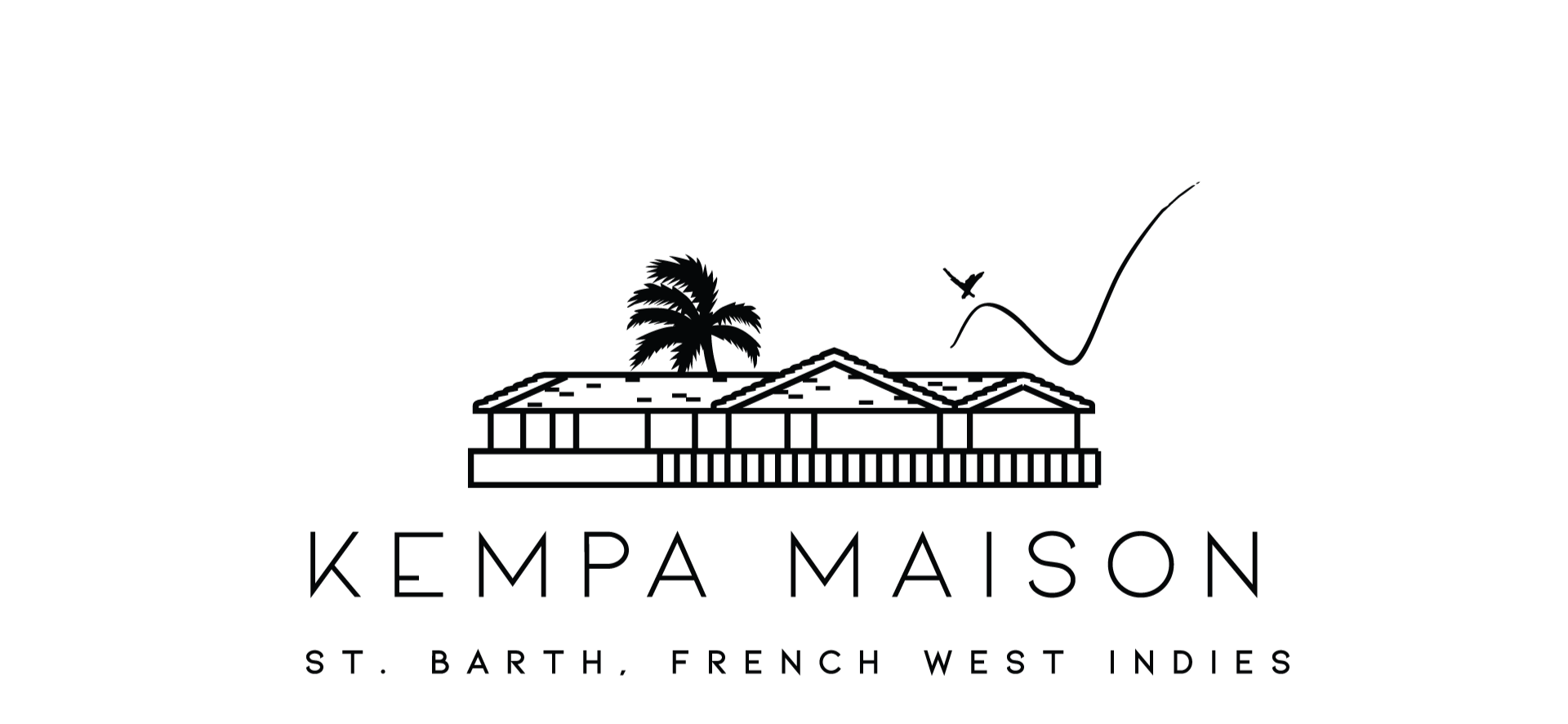 a black and white logo for a Kempa Maison in St. Barth, FWI