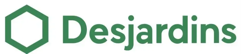 Logo of Desjardins, a green hexagonal shape next to the word 