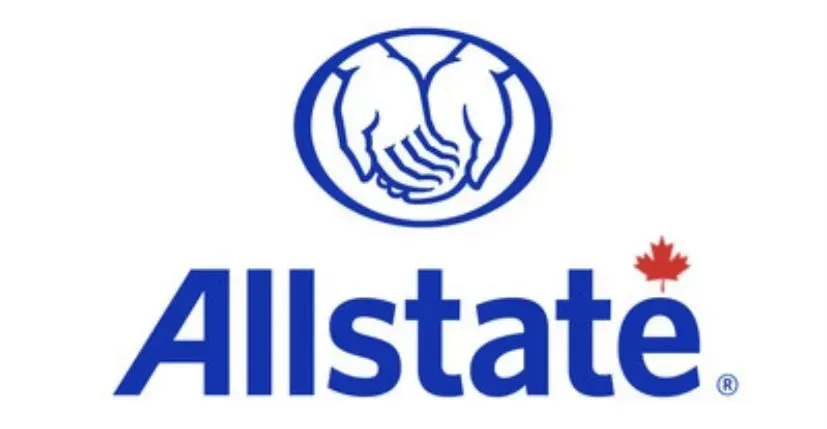 Allstate logo: blue hands in a circle, and blue 