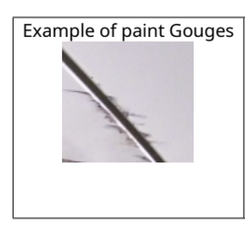 Example of paint gouges with instructions on how to repair them and add time.