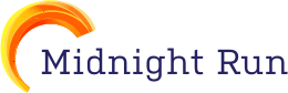 Midnight Run logo with an orange swirl over the text.