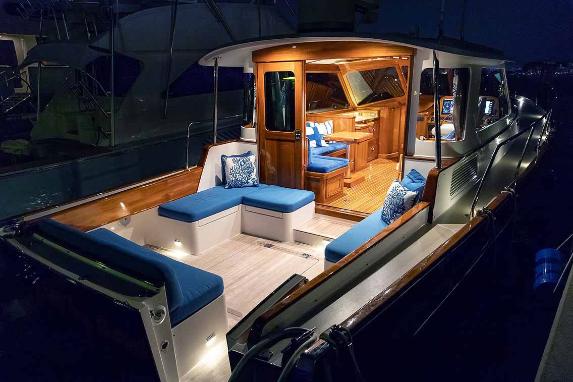 Cockpit and Side Decks Lit Evening