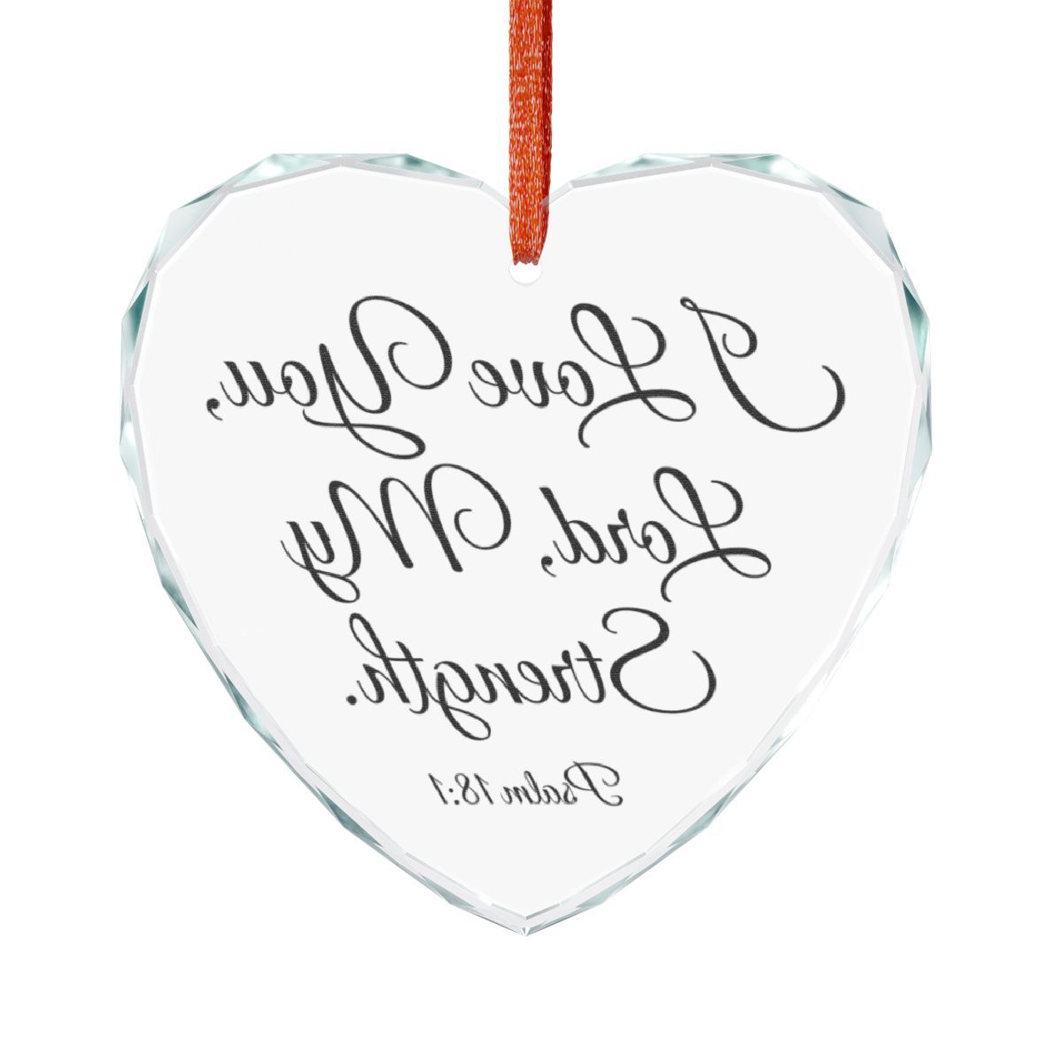 Heart-shaped glass ornament with