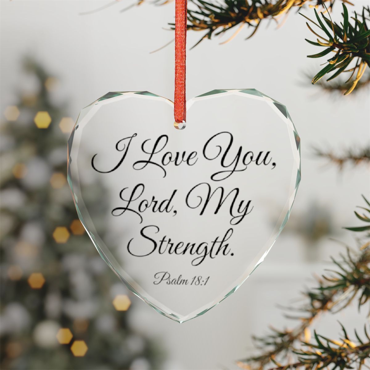 Heart-shaped crystal ornament with 