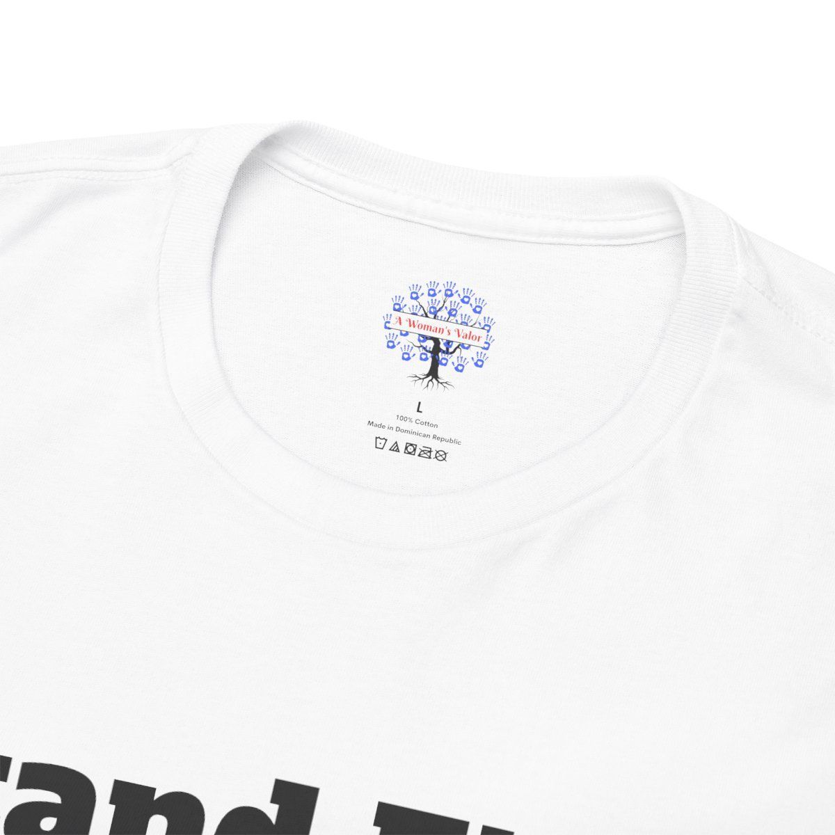 Man wearing a white t-shirt with a religious message: