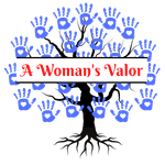 The logo for a woman 's valor is a tree with blue handprints on it.