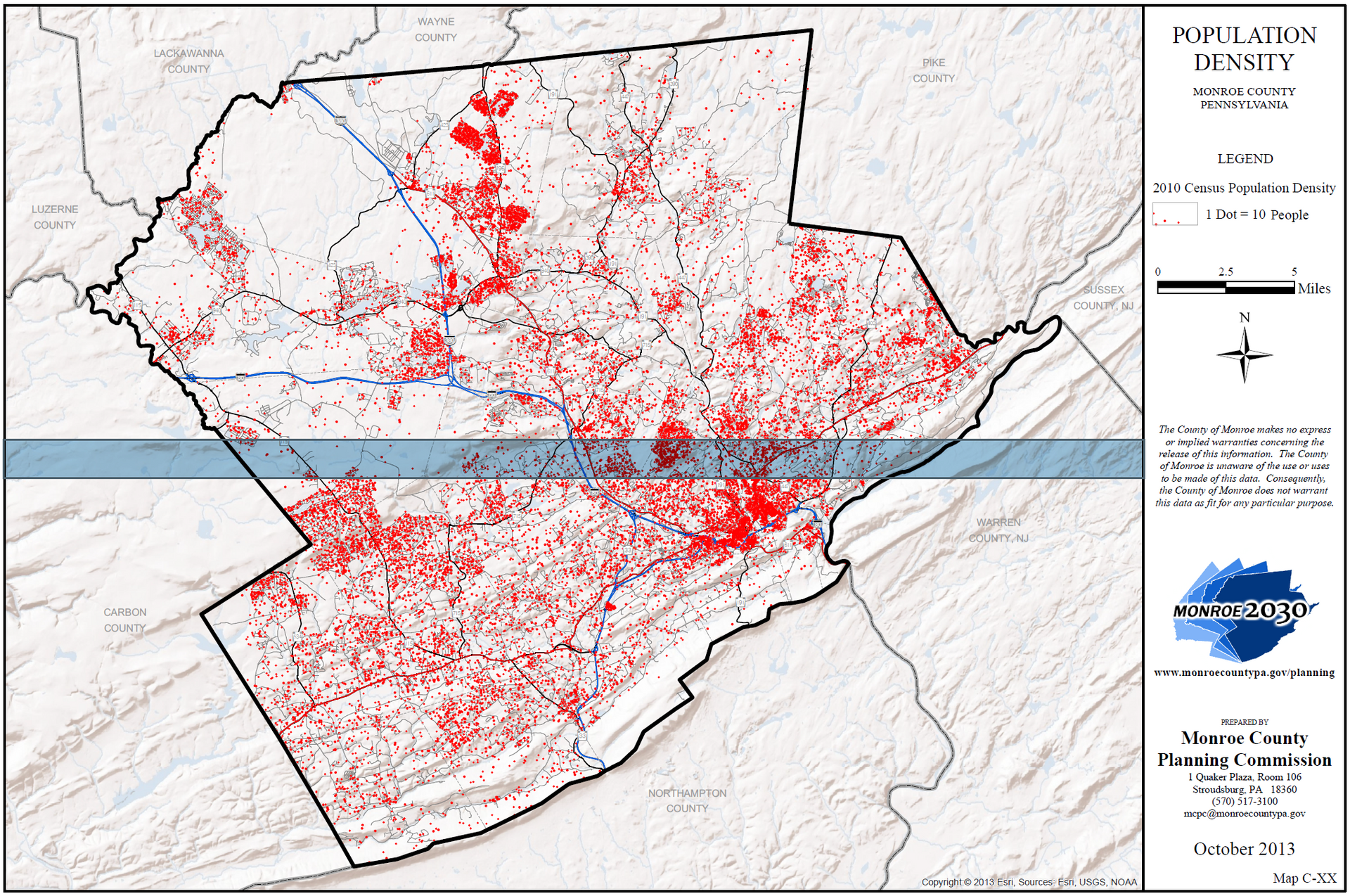 Monroe County, PA Population Density