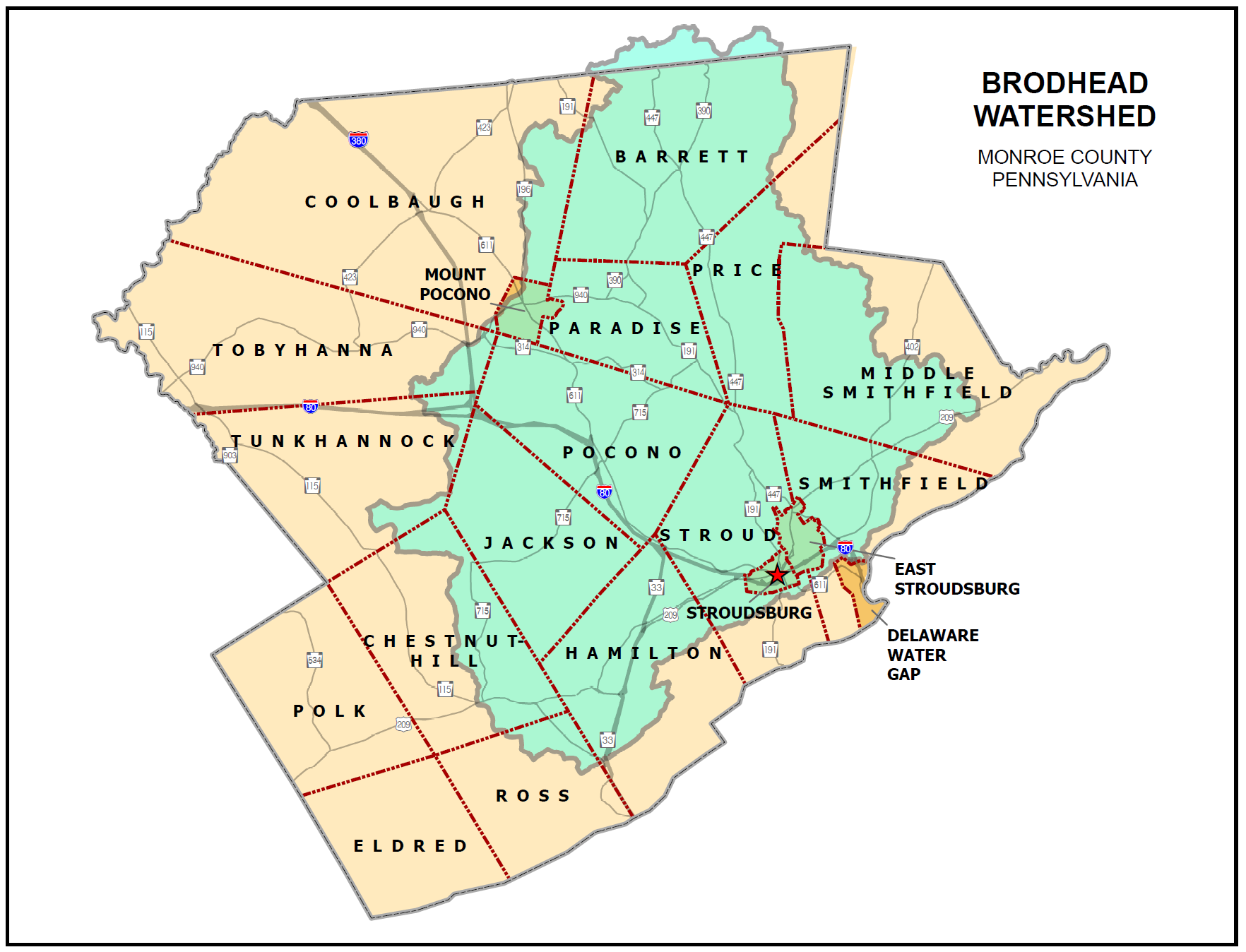 Map of the Brodhead Watershed