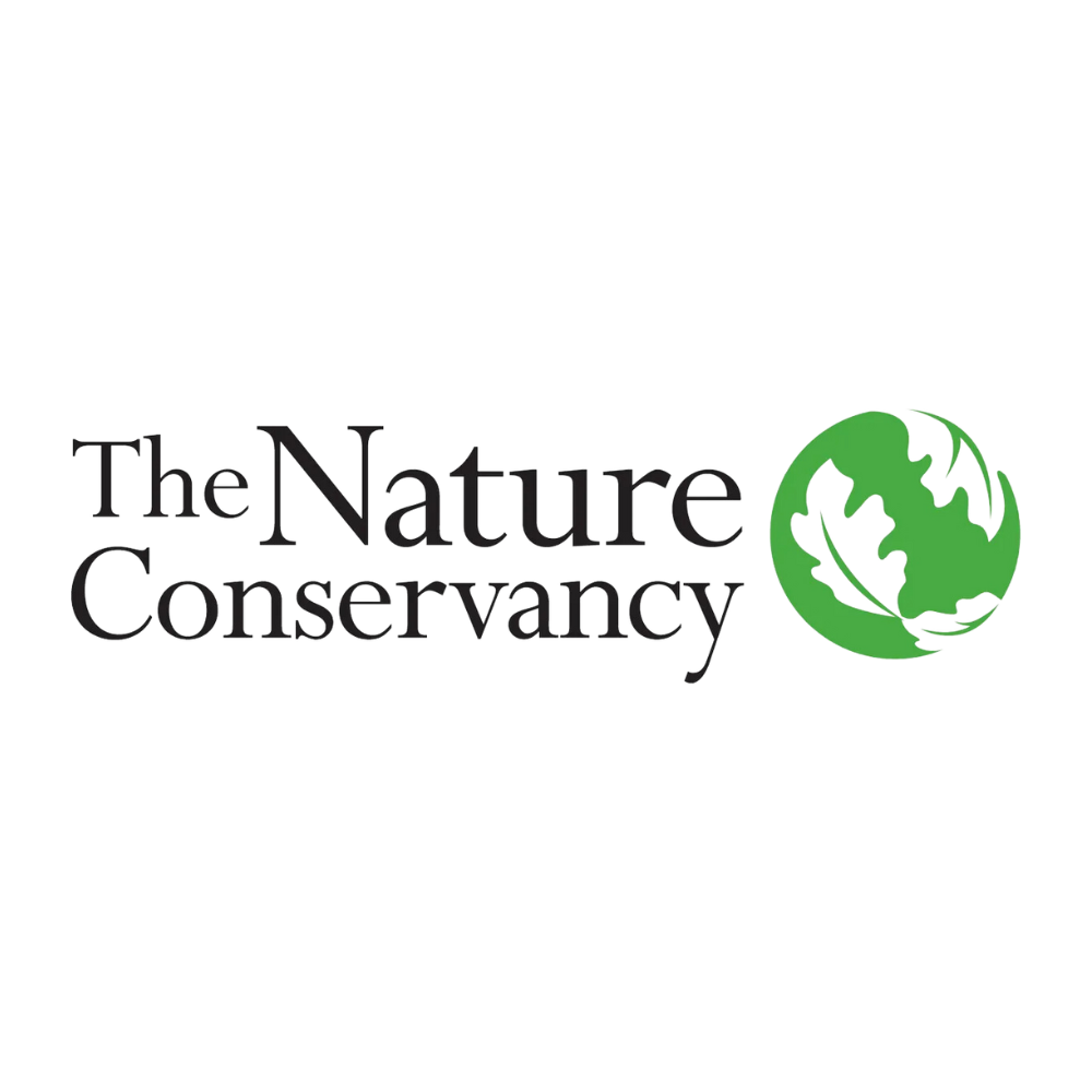The nature conservancy logo is a green globe with a leaf on it.
