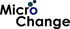 MicroChange logo with text and blue/teal sphere graphic.