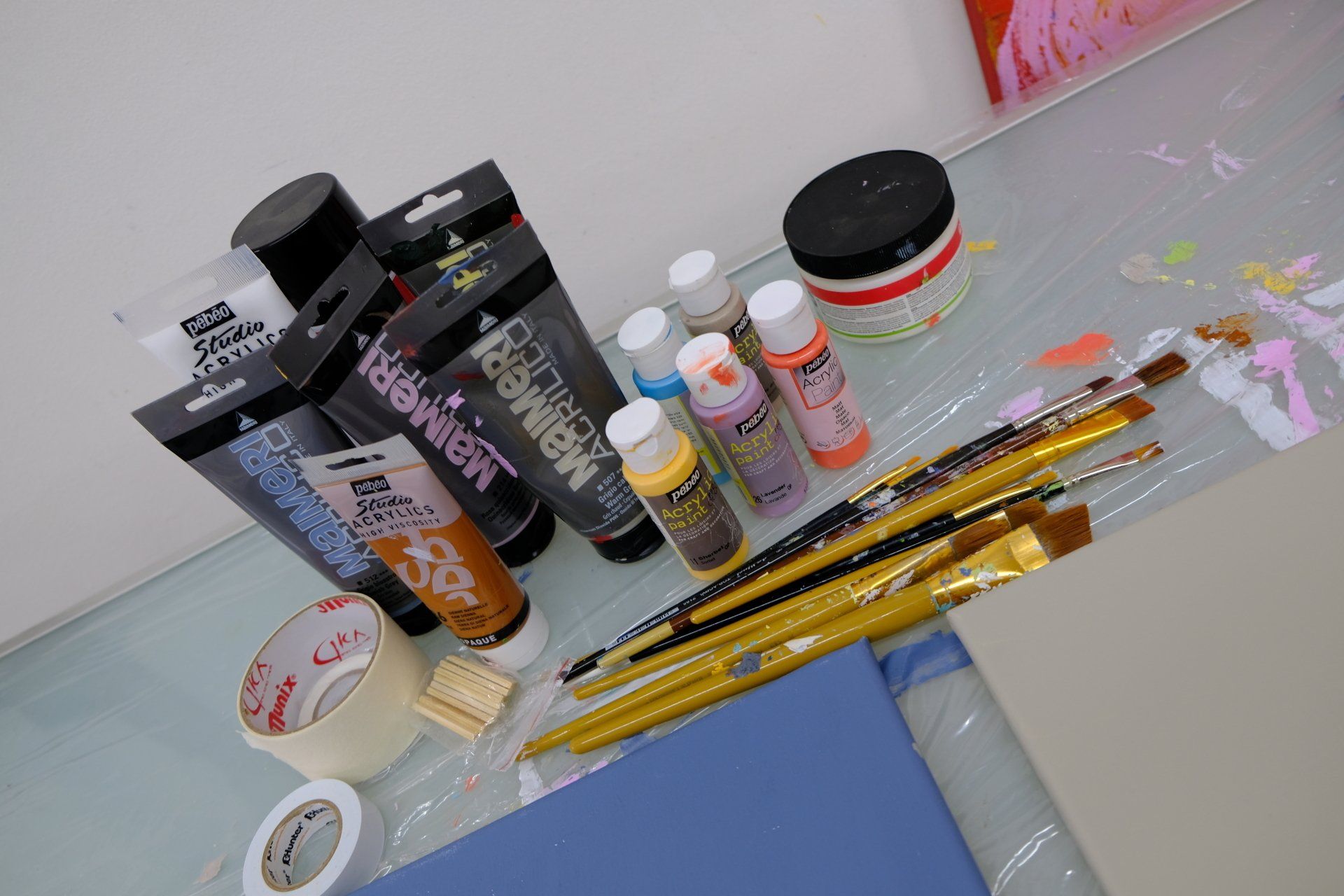 acrylic paint in art studio