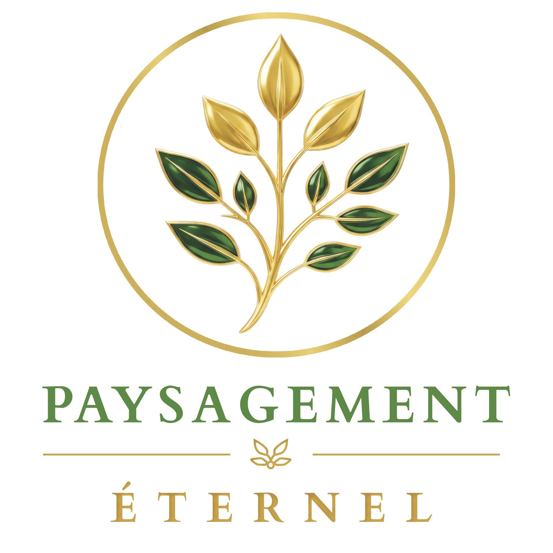 Logo avec une branche feuillue dorée et verte et le texte « PAIEMENT ÉTERNEL »