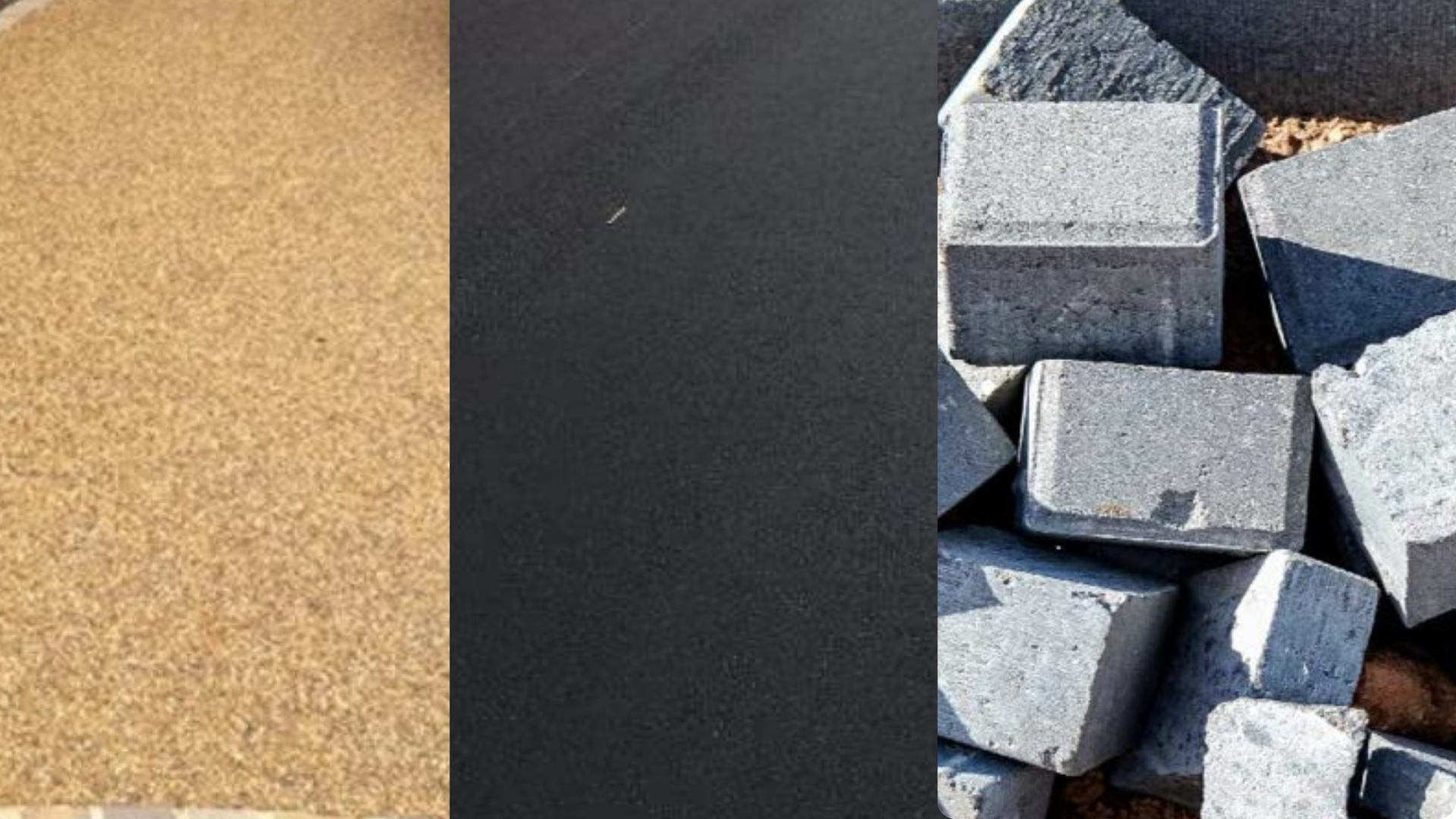 Split image of resin, tarmac and block paving