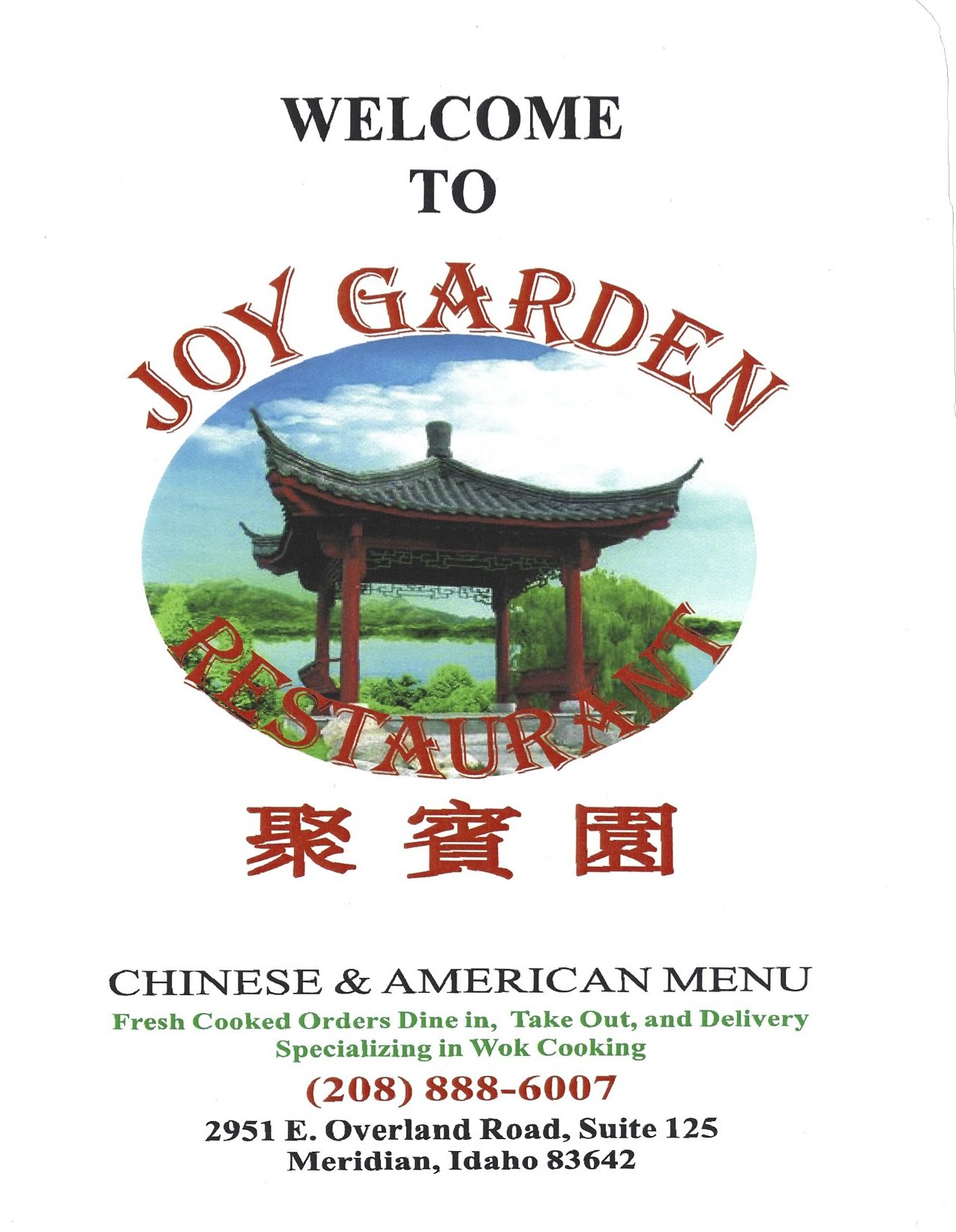 Joy Garden Chinese & American Menu Meridian ID