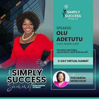 A poster for simply success with a speaker named olu adetutu