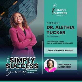 A poster for simply success featuring dr. alethia tucker