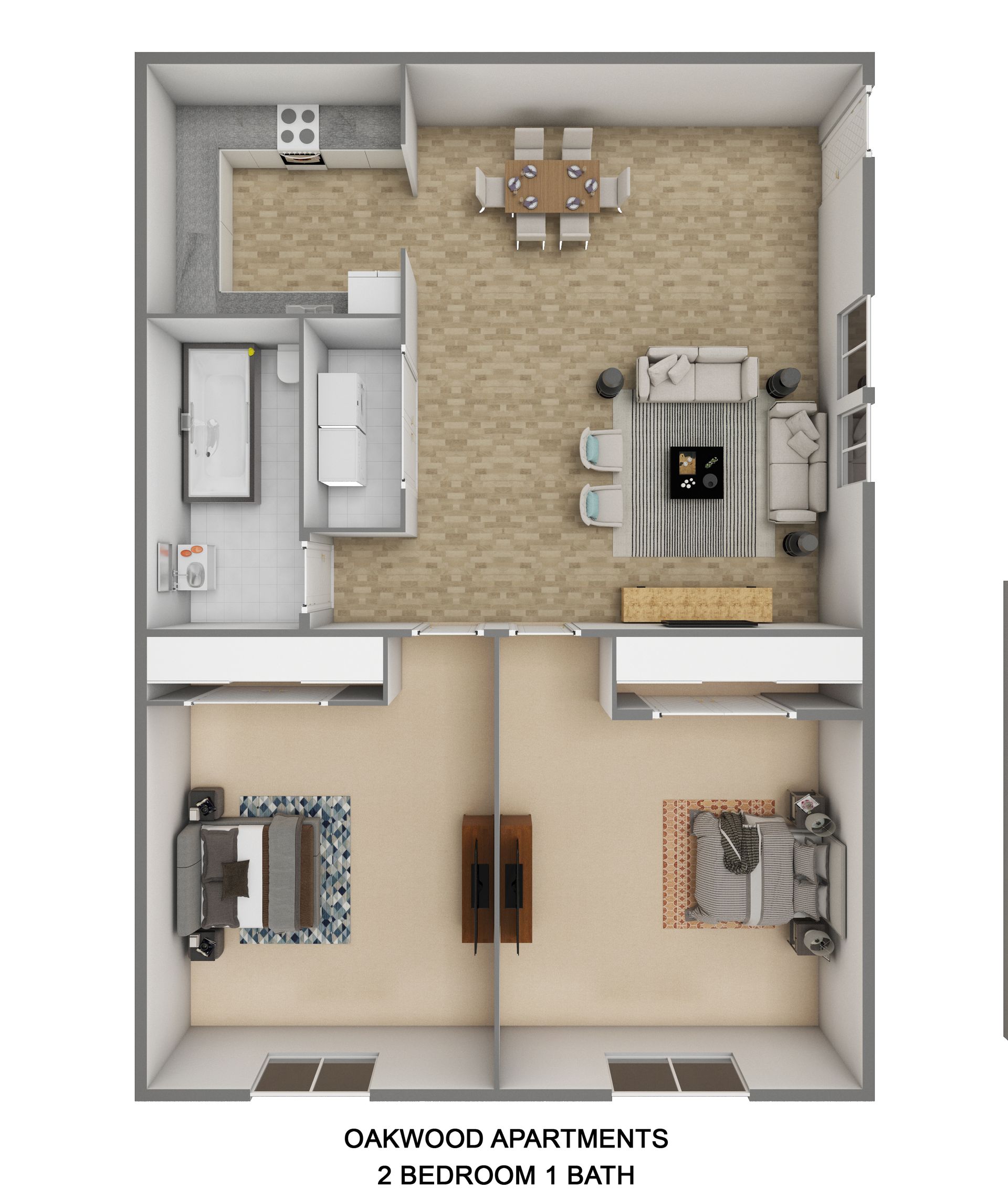 an aerial view of the oakwood apartment floor plan