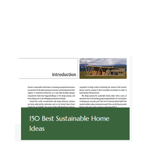 A book titled iso best sustainable home ideas with a picture of a house on the cover.