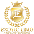 Gold logo for Exotic Limo: Shield with stylized