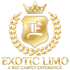 Gold logo for Exotic Limo: Shield with stylized 