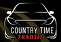 Logo: White outline of a car over "Country Time Transit" in white and red on a black background.