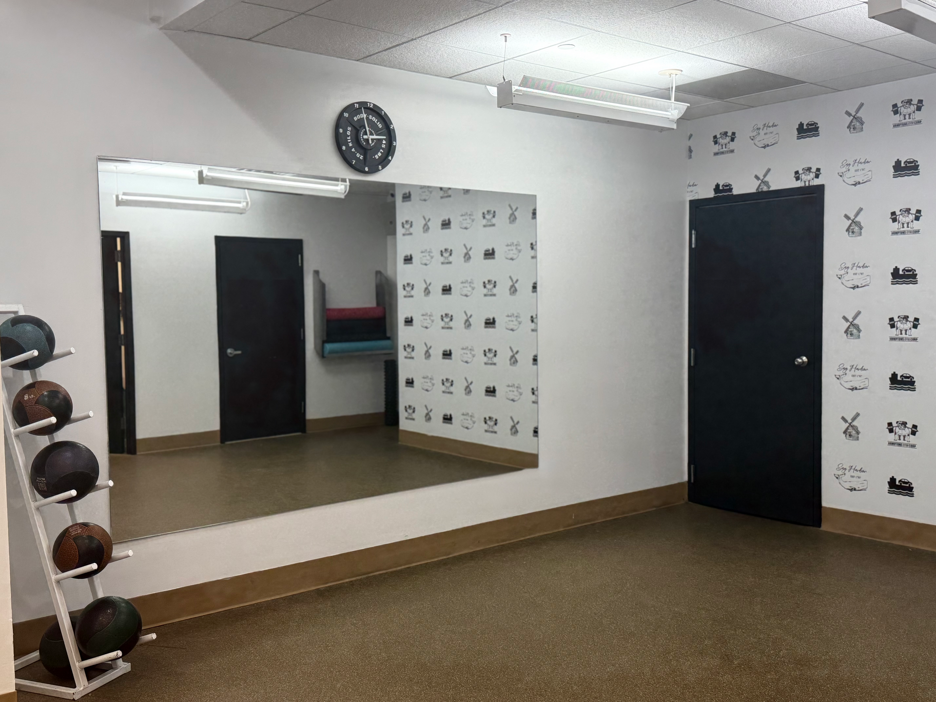 Stretching Area with foam rollers and mats