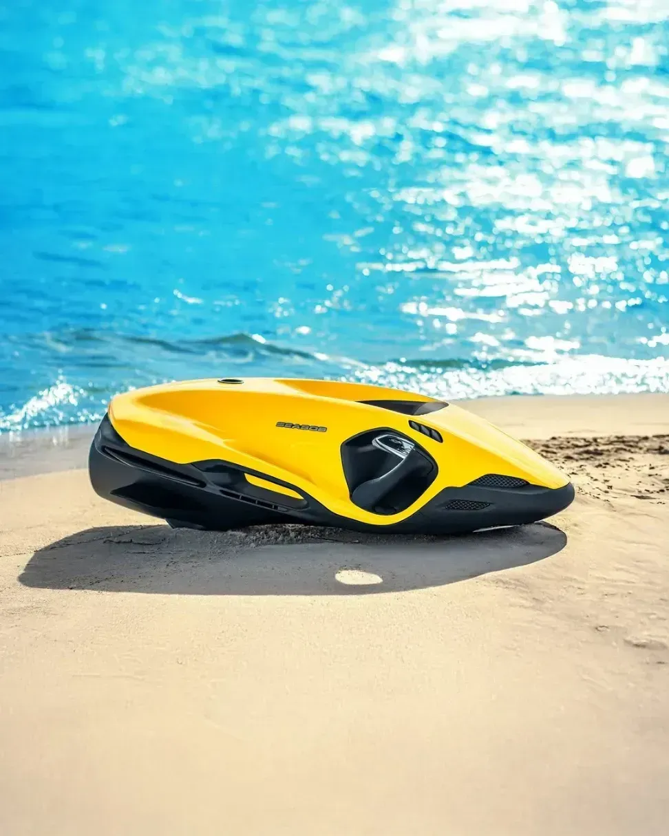 Seabob jaune sur le sable