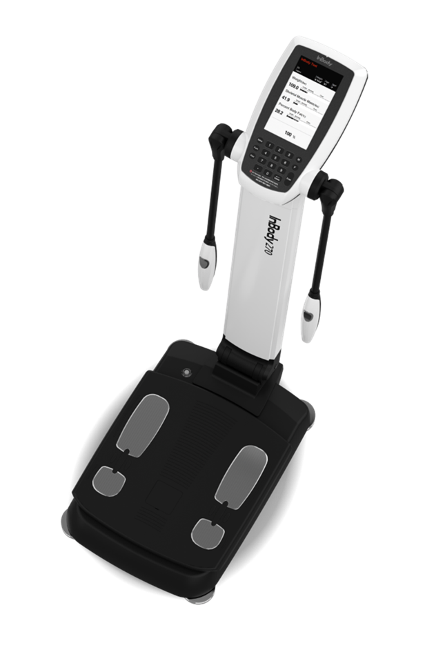 A mérés teljesen fájdalommentes, a 15 másodperc alatt szerzett információk fontos tájékozódási pontokat adnak a sportdietetikusnak a további iránymutatásokhoz. A vizsgálat ruhában történik, de mezítláb kell a készülékre állni, ami egy négypólusú, 8 ponton érintkező elektródarendszerrel van ellátva. A mérés a szervezet számára egyáltalán nem megterhelő, bármilyen gyakran elvégezhető, így az adatok reprodukálhatók és rögtön megjelennek a számítógépen nyomtatható verzióban.
Testösszetétel méréseinket - az úgynevezett bioelektromos impedancia analízist - az egyik legkorszerűbb non invazív orvostechnikai készülékkel az InBody 270-el végezzük. A készülék elve, hogy a test eltérő víztartalmú szövetei másként vezetik az elektromos áramot, így pontos leírást ad a test fizikai állapotáról, az izomtömeg és a zsírtömeg arányairól és azok testtájankénti eloszlásáról valamint a sejten kívüli és belüli folyadék állományának mennyiségéről is.