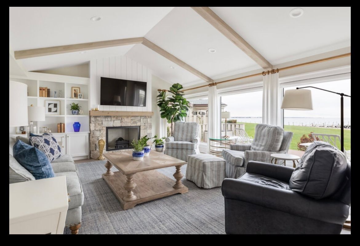 A living room with a fireplace and a flat screen tv