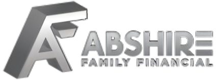 A black and white logo for abshire family financial