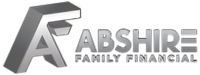 A black and white logo for abshire family financial