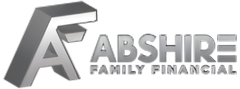 A black and white logo for abshire family financial