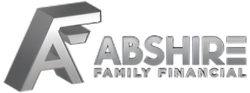 A black and white logo for abshire family financial