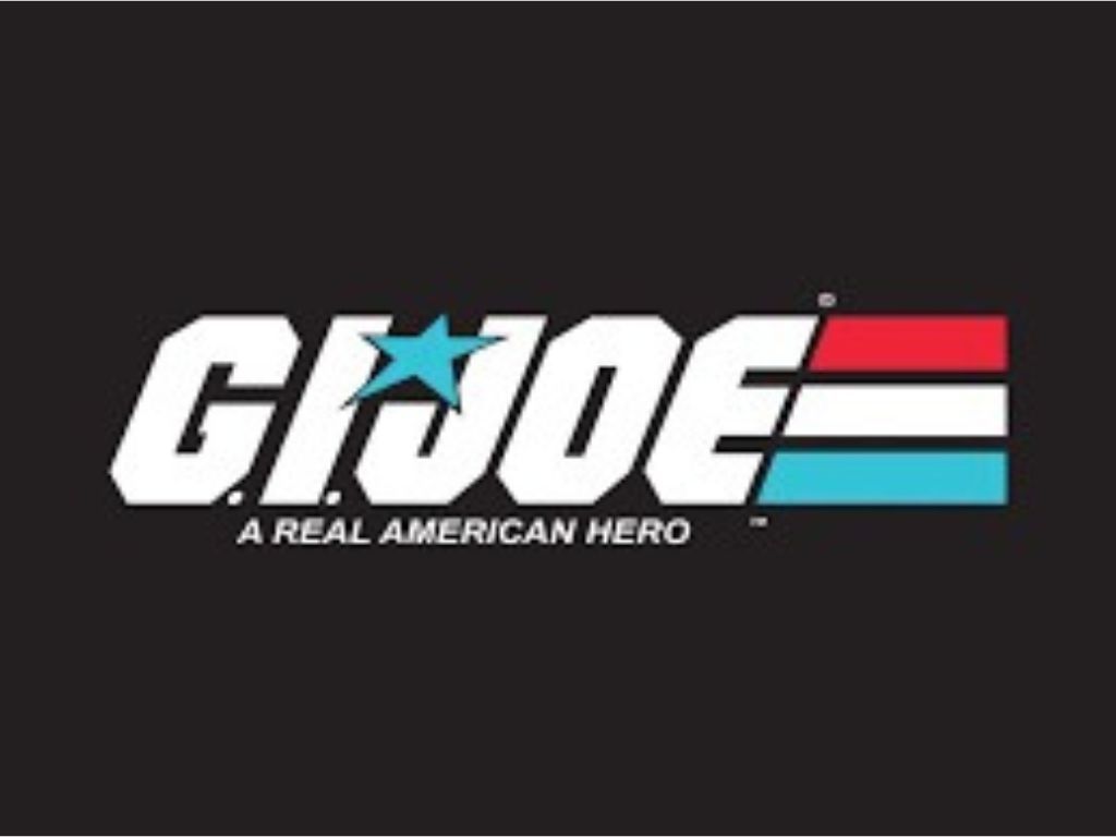 G.I. Joe logo on black background. Bold white text with blue star, and red, white, and blue stripes. 