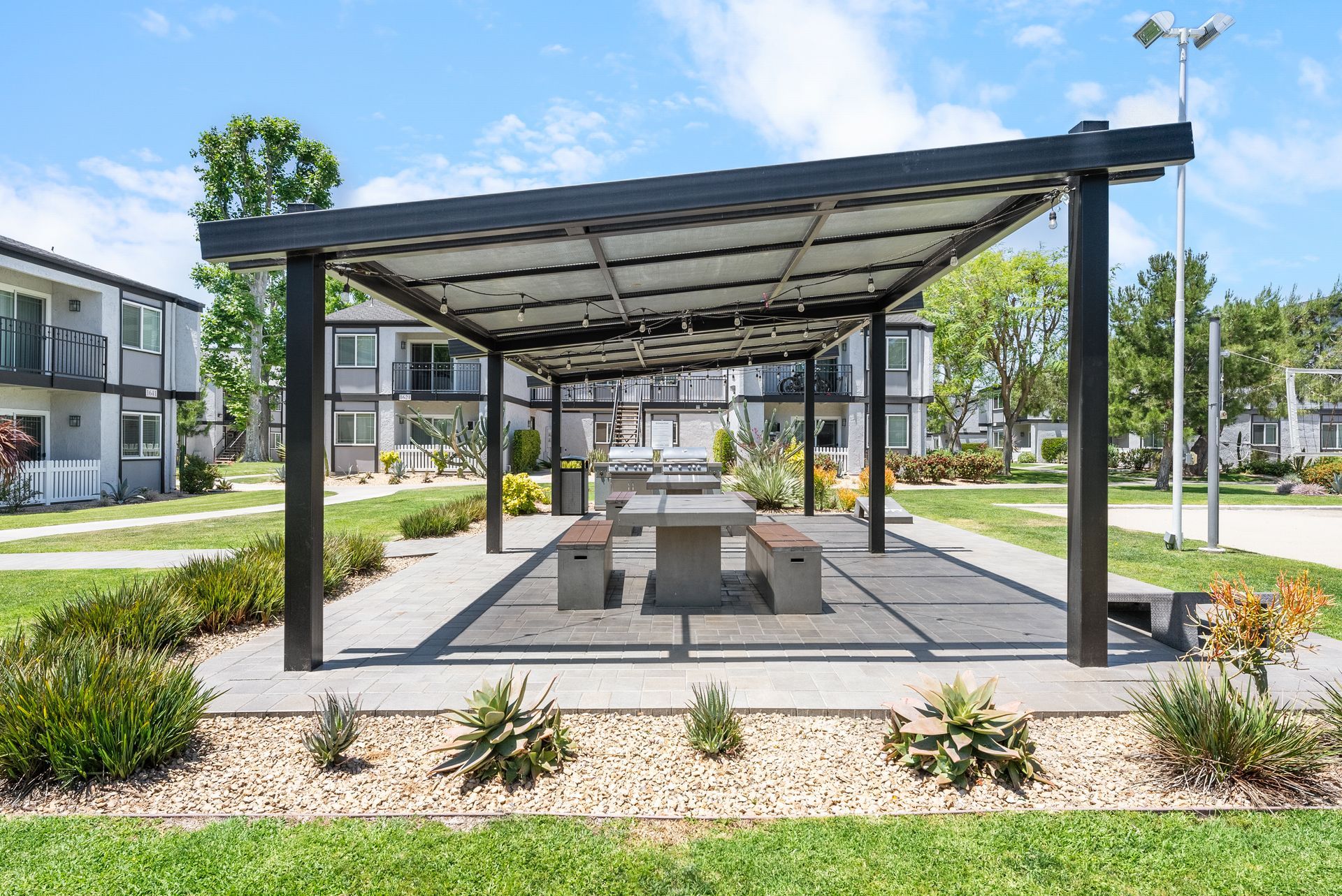 cabana with picnic tables