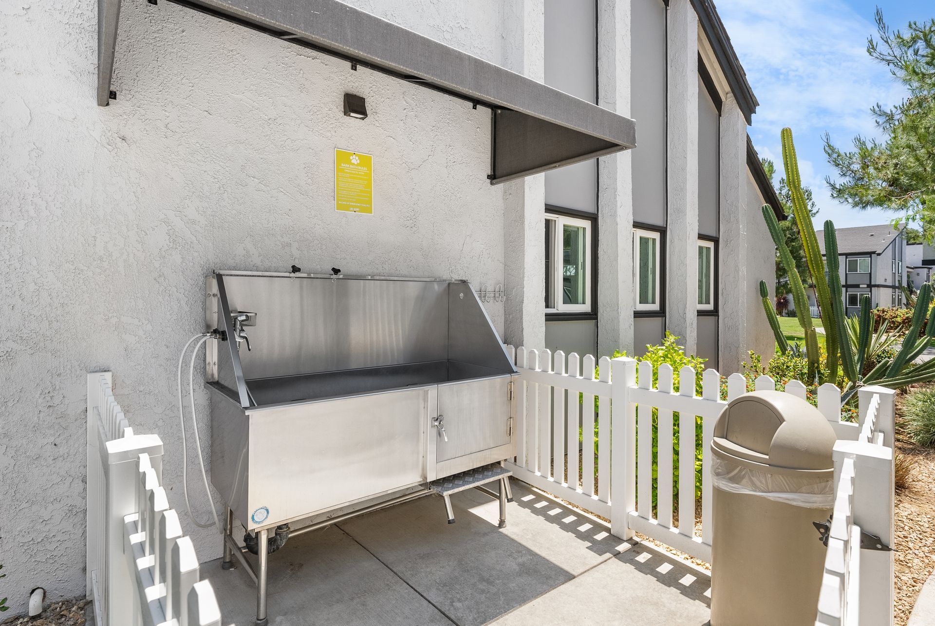 fenced in dog wash station