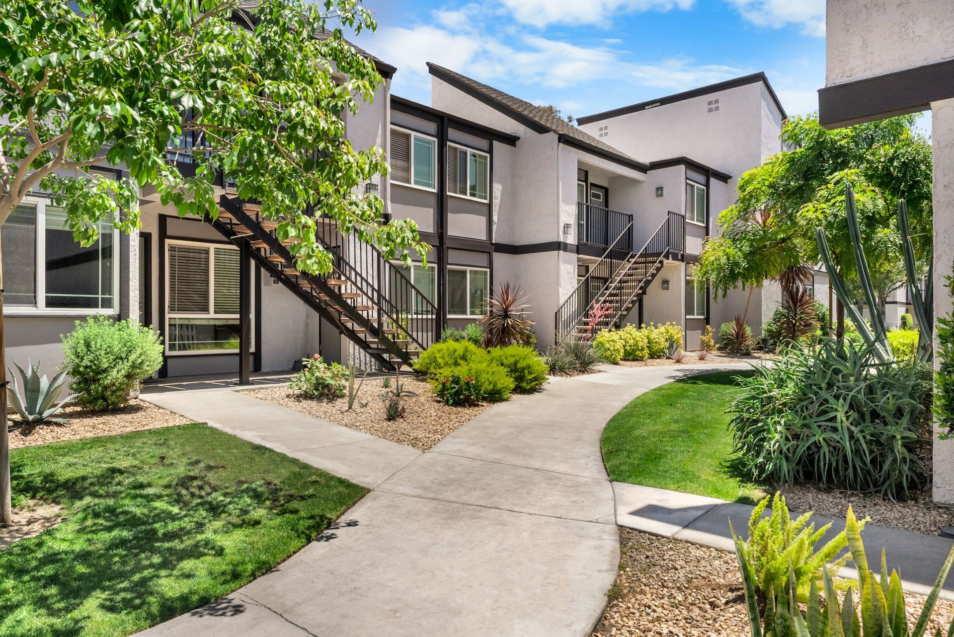 walkway with landscaping 