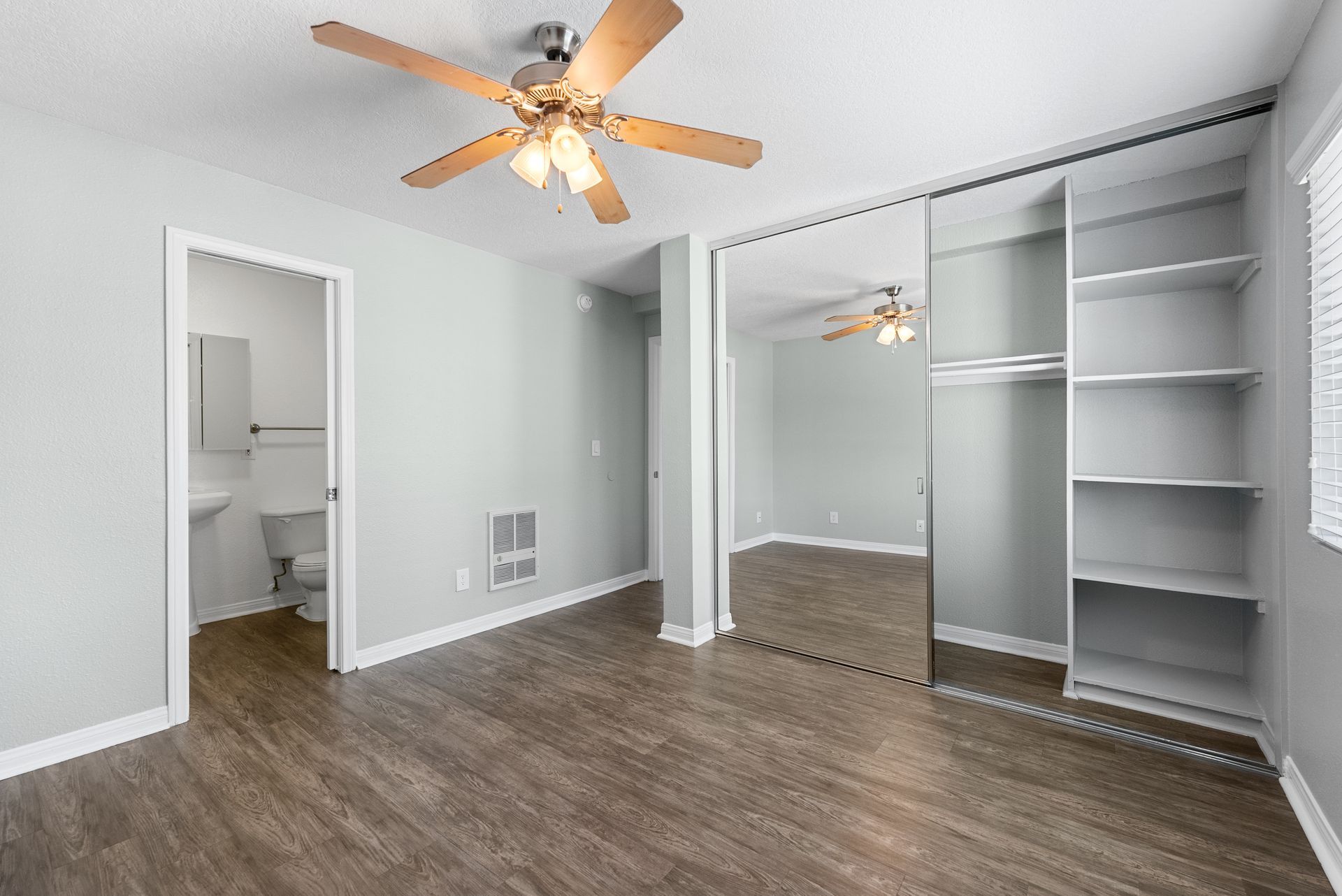 apartment bedroom and closet
