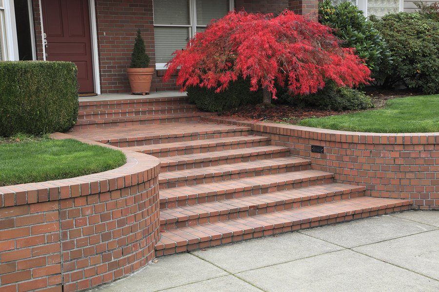 concrete stairs outside the house