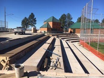 completed concrete bleachers - municipal construction in WY