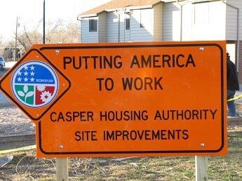 road work sign - commercial construction in WY