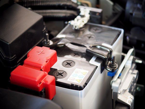 Car battery being tested